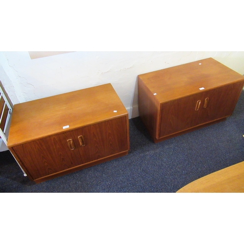 1510 - Pair of mid 20th Century G Plan Fresco low teak cabinets, 81cms x 46cms x 54cms high (one minus back... 