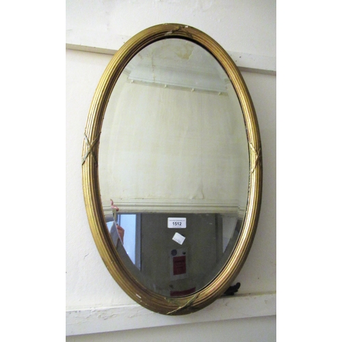 1512 - Early 20th Century oval gilt bevel edged wall mirror