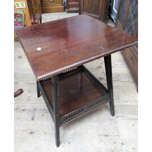 1516 - Schoolbred for Liberty, Edwardian square mahogany two tier occasional table