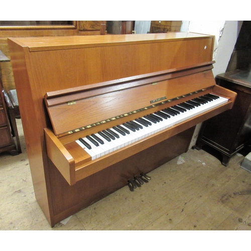 1528 - Modern teak cased upright piano by Fazer