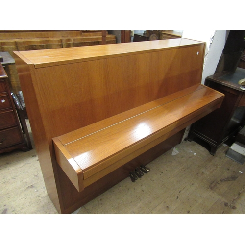 1528 - Modern teak cased upright piano by Fazer