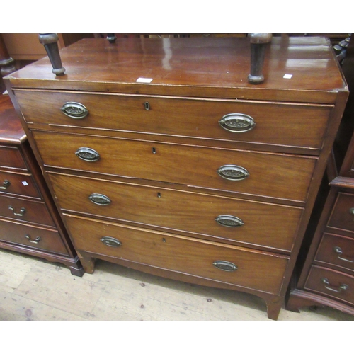 1534 - George III mahogany straight front chest of four graduated drawers, the line inlaid flush top above ... 