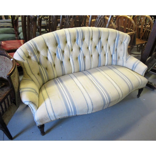 1550 - Small 19th Century button upholstered sofa on turned tapering front supports