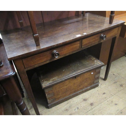 1575 - George III mahogany writing table with two frieze drawers raised on square tapering supports, 101cms... 