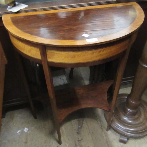 1599 - Victorian figured walnut part Canterbury whatnot (at fault), together with a reproduction half-round... 