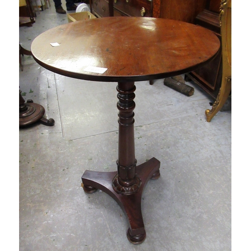 1607 - William IV circular wine table on turned column and triform base, 44cms diameter