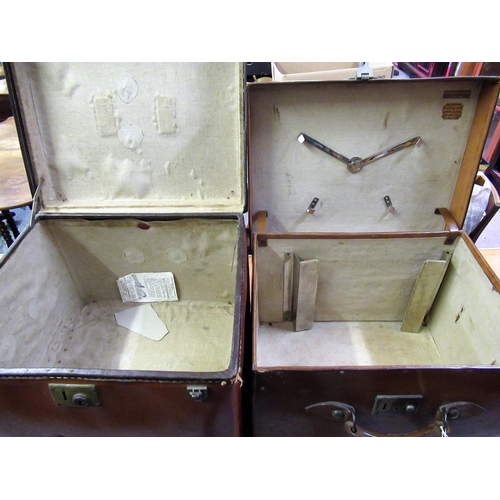 243 - Good quality early 20th Century leather hat box by Replex, together with a similar fibre hat box