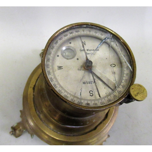 257 - Unusual German Gebr Wichmann brass table compass, Serial No. 59214