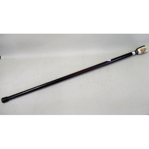 259 - Hardwood walking cane with satsuma pottery handle