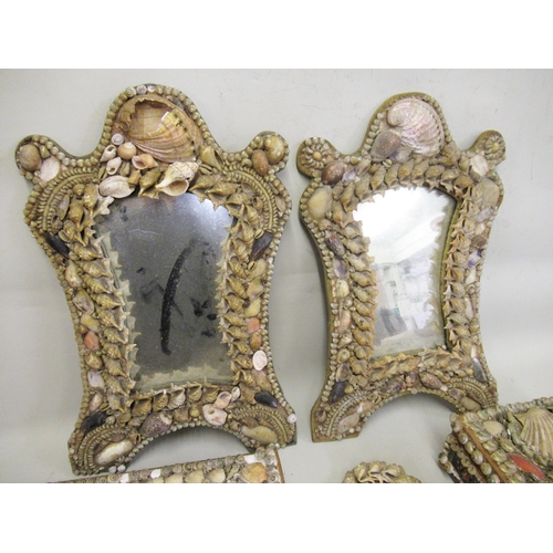 282 - Pair of late 19th / early 20th Century photograph frames with applied decoration of seashells, 44cms... 