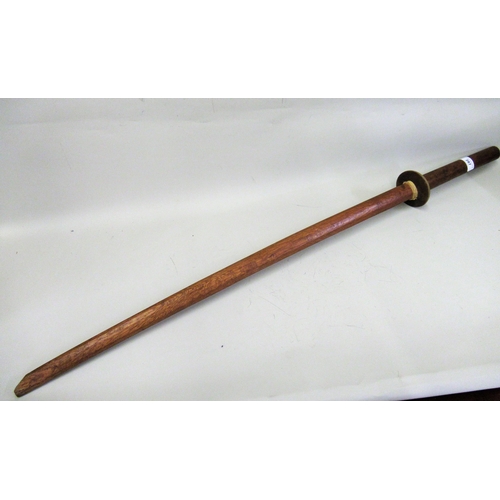 287 - Japanese Oak Bokken (training sword), bearing character mark to handle, 102cms long