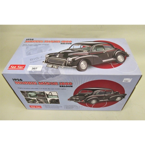 307 - Sunstar 1/12 scale diecast model replica of a 1956 Morris Minor 1000 saloon in original box, by Suns... 