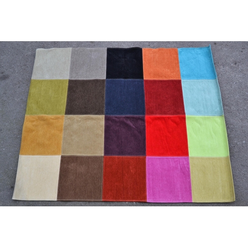 51 - Modern machine flat woven carpet of patchwork polychrome design, 270cms x 220cms