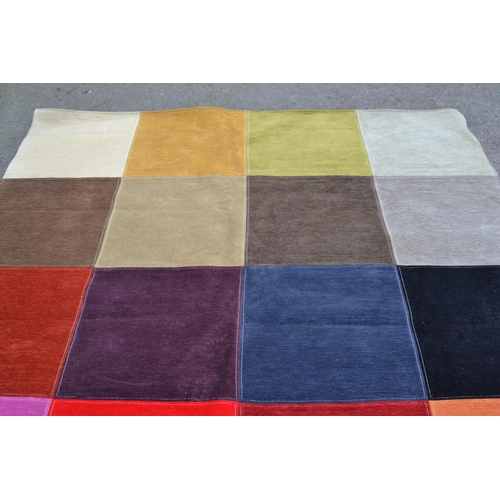 51 - Modern machine flat woven carpet of patchwork polychrome design, 270cms x 220cms