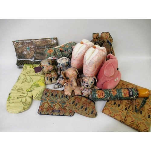 72 - Box containing a quantity of various Liberty printed fabric figures of animals, purses and other ite... 