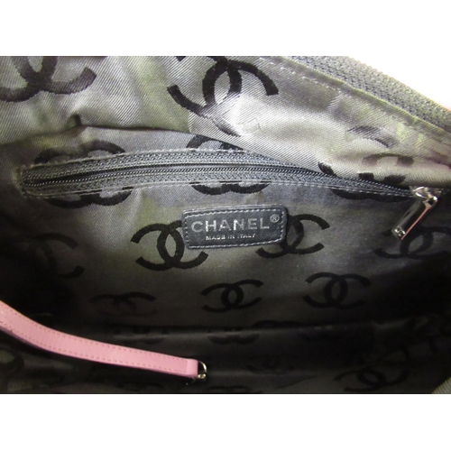 74 - Chanel Cambon Ligne pink and black quilted medium tote bag, complete with authentication card, care ... 