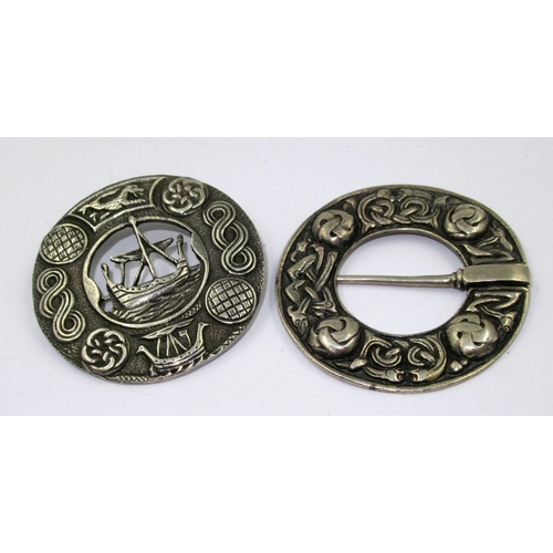 743 - Two Scottish silver Iona brooches, by Alexander Ritchie