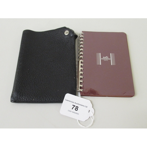 78 - Hermes, Paris, notebook in black leather pouch