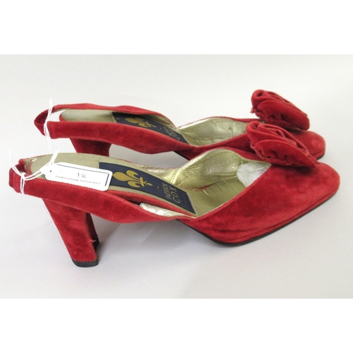 81 - Patrick Cox, pair of red velvet ladies slingback shoes, size 38.5