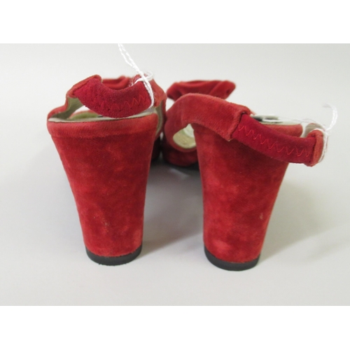 81 - Patrick Cox, pair of red velvet ladies slingback shoes, size 38.5