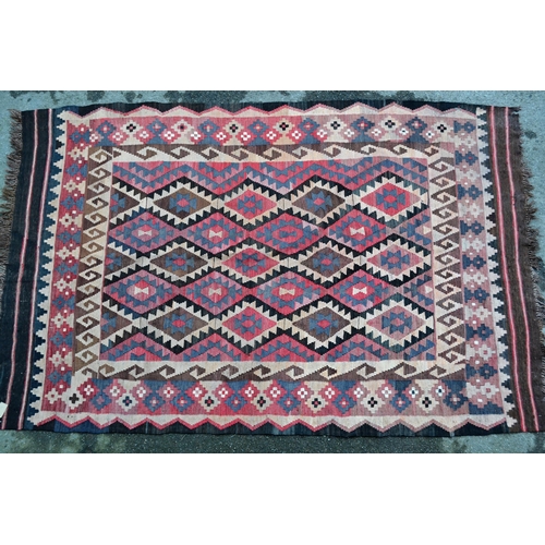 9 - Small Kelim rug in shades or rose, pink, beige and brown, with an all-over geometric design, 24cms x... 