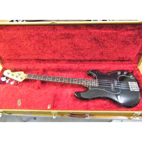 90 - Fender USA 1983 Precision Bass, Serial No. E320705, black with non original black scratch plate, Bad... 