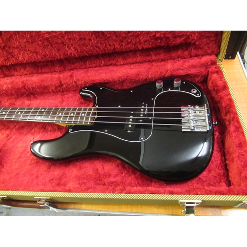 90 - Fender USA 1983 Precision Bass, Serial No. E320705, black with non original black scratch plate, Bad... 