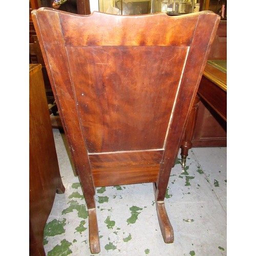 1536 - 19th Century fruitwood rocking lambing chair, with panelled back and seat above a later side drawer,... 