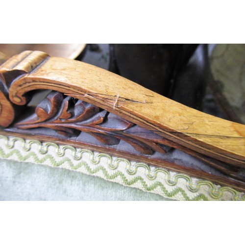 1602 - Pair of Edwardian rosewood marquetry inlaid drawing room chairs, the carved pierced backs with uphol... 