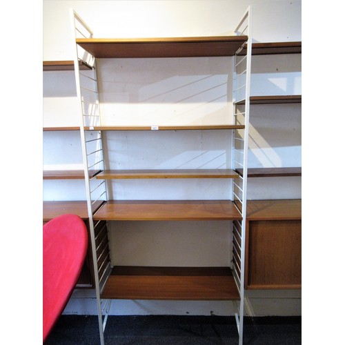 1471 - Ladderax bookcase system, together with a matching open shelf unit, with adjustable shelves and whit... 