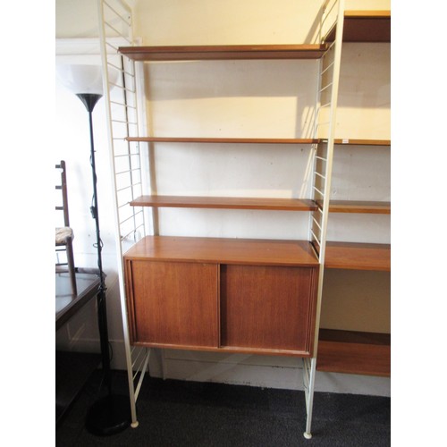 1471 - Ladderax bookcase system, together with a matching open shelf unit, with adjustable shelves and whit... 