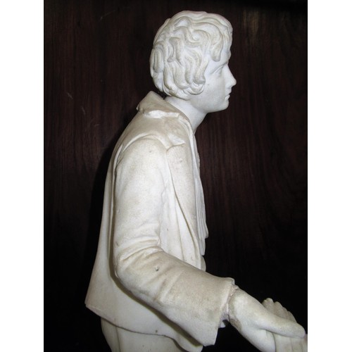 1519 - 19th Century Italian carved white marble figure a beggar boy, on an integral oval plinth base, inscr... 