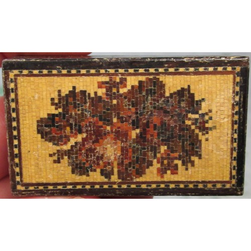 245 - Two small rectangular Tunbridge ware boxes with floral mosaic inlaid covers, 57mm x 32mm x 18mm high