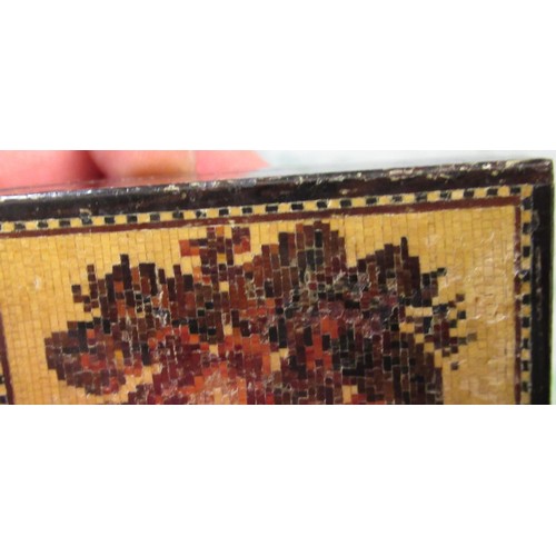 245 - Two small rectangular Tunbridge ware boxes with floral mosaic inlaid covers, 57mm x 32mm x 18mm high