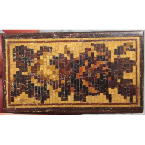 245 - Two small rectangular Tunbridge ware boxes with floral mosaic inlaid covers, 57mm x 32mm x 18mm high