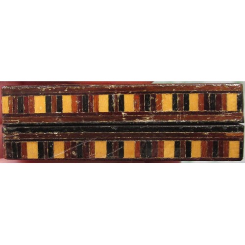 245 - Two small rectangular Tunbridge ware boxes with floral mosaic inlaid covers, 57mm x 32mm x 18mm high