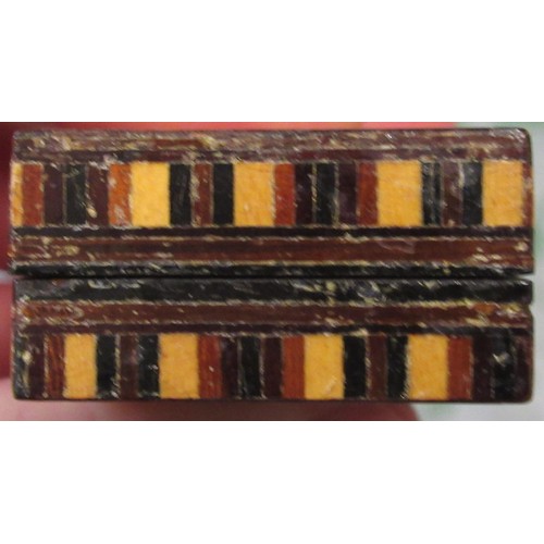 245 - Two small rectangular Tunbridge ware boxes with floral mosaic inlaid covers, 57mm x 32mm x 18mm high