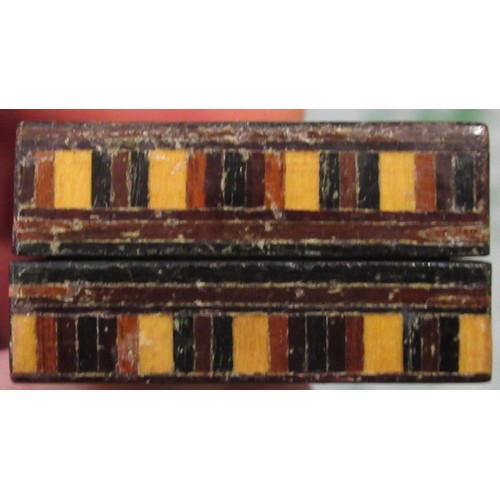 245 - Two small rectangular Tunbridge ware boxes with floral mosaic inlaid covers, 57mm x 32mm x 18mm high