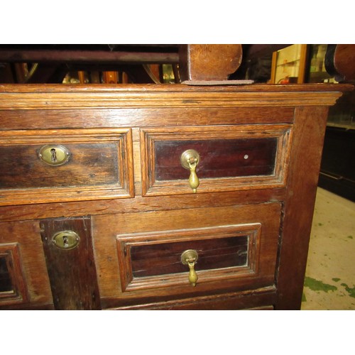 1551 - Small oak moulded front chest of four long drawers, raised on low stile feet (17th Century and later... 