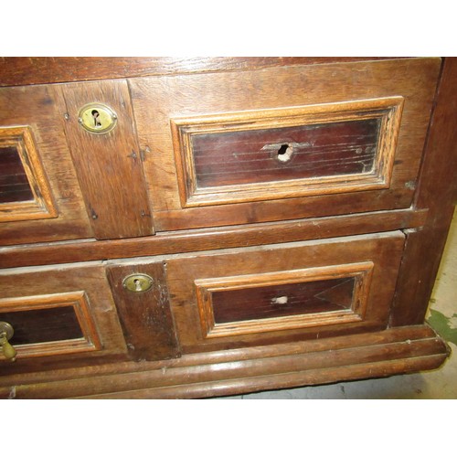 1551 - Small oak moulded front chest of four long drawers, raised on low stile feet (17th Century and later... 