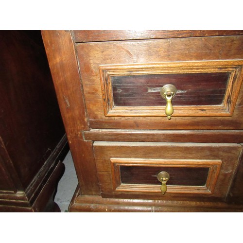 1551 - Small oak moulded front chest of four long drawers, raised on low stile feet (17th Century and later... 