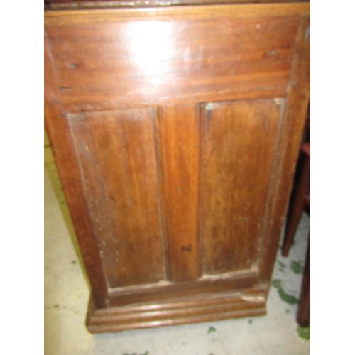 1551 - Small oak moulded front chest of four long drawers, raised on low stile feet (17th Century and later... 