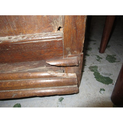 1551 - Small oak moulded front chest of four long drawers, raised on low stile feet (17th Century and later... 