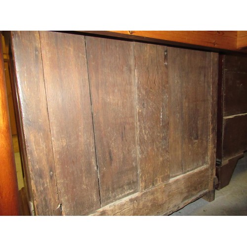 1551 - Small oak moulded front chest of four long drawers, raised on low stile feet (17th Century and later... 