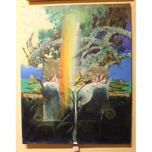 11 - Oil on board, ' The Source ', unsigned, 93.5cms x 74cms, unframed