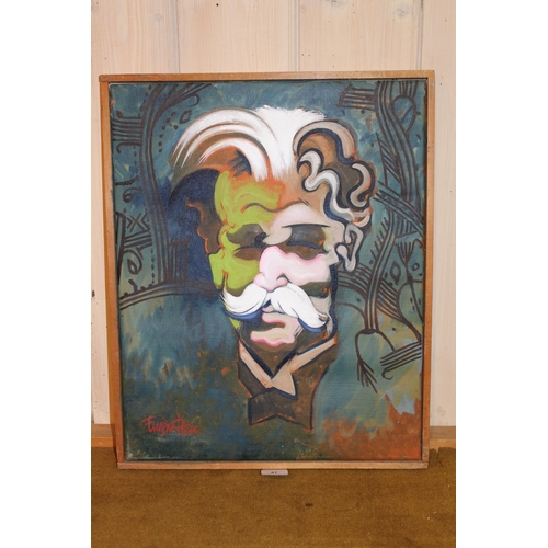 47 - Oil on canvas, portrait of Albert Schweitzer, signed, signed again verso and dated 1970, 53cms x 43c... 