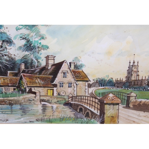 68 - Pair of watercolours, view at Fairford and Penshurst, signed with initials and dated '87, 17cms x 27... 