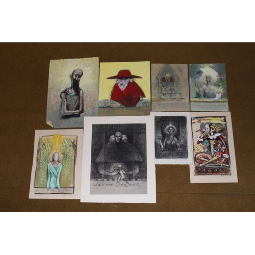 75 - Collection of twenty six various, mainly mixed media studies, various saints, angels, anchorite etc,... 