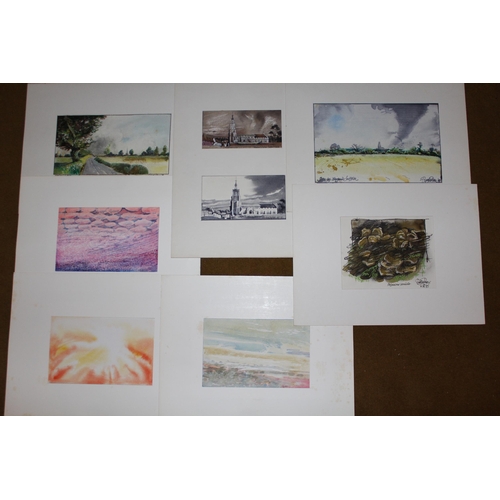 78 - Collection of approximately twenty various mixed media sketches, mainly landscapes, the largest appr... 