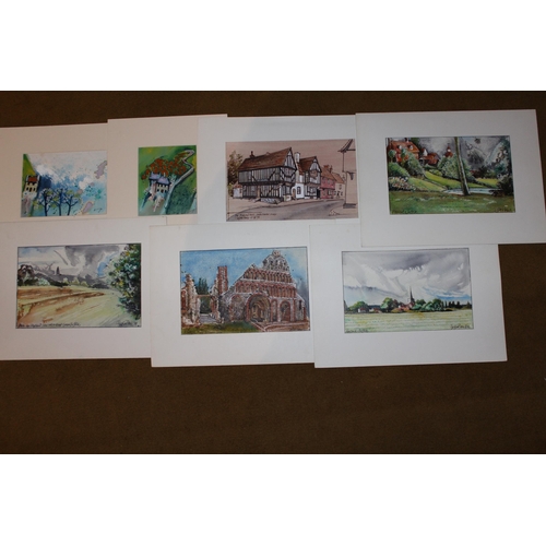 78 - Collection of approximately twenty various mixed media sketches, mainly landscapes, the largest appr... 